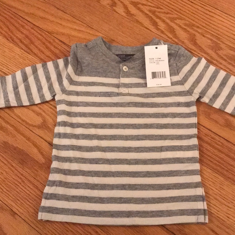 Vince Shirt NEW 12 Months. Gray and White Stripes